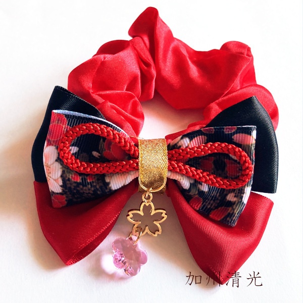 刀剣乱舞 初期刀 沖田組 土方組 一文字 肥前忠広 南海太郎朝尊 獅子王 青江 三条 イメージ ヘアアクセサリー さくらさくら 和風 リボン シュシュ ブレスレット