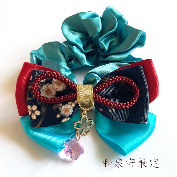 刀剣乱舞 初期刀 沖田組 土方組 一文字 肥前忠広 南海太郎朝尊 獅子王 青江 三条 イメージ ヘアアクセサリー さくらさくら 和風 リボン シュシュ ブレスレット