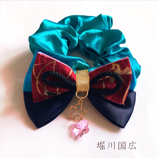 刀剣乱舞 初期刀 沖田組 土方組 一文字 肥前忠広 南海太郎朝尊 獅子王 青江 三条 イメージ ヘアアクセサリー さくらさくら 和風 リボン シュシュ ブレスレット