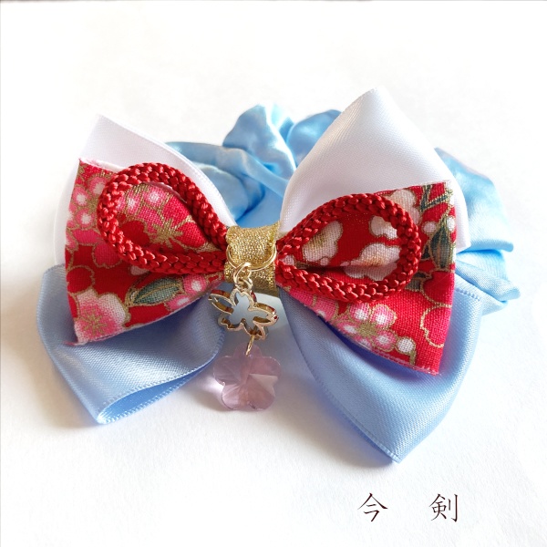 刀剣乱舞 初期刀 沖田組 土方組 一文字 肥前忠広 南海太郎朝尊 獅子王 青江 三条 イメージ ヘアアクセサリー さくらさくら 和風 リボン シュシュ ブレスレット