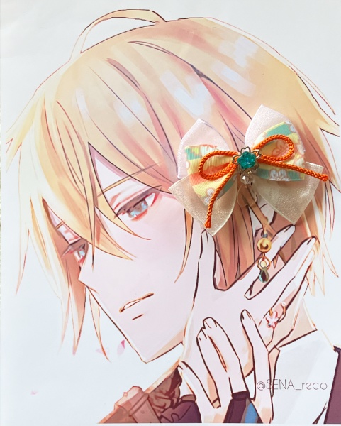 刀剣乱舞 イメージ 伊達組 織田組 源氏 天保江戸 肥前忠広 一文字派 江 リボン 刀涼花 虹桜 ヘアクリップ ヘアゴム ポニーフック バッグチャーム