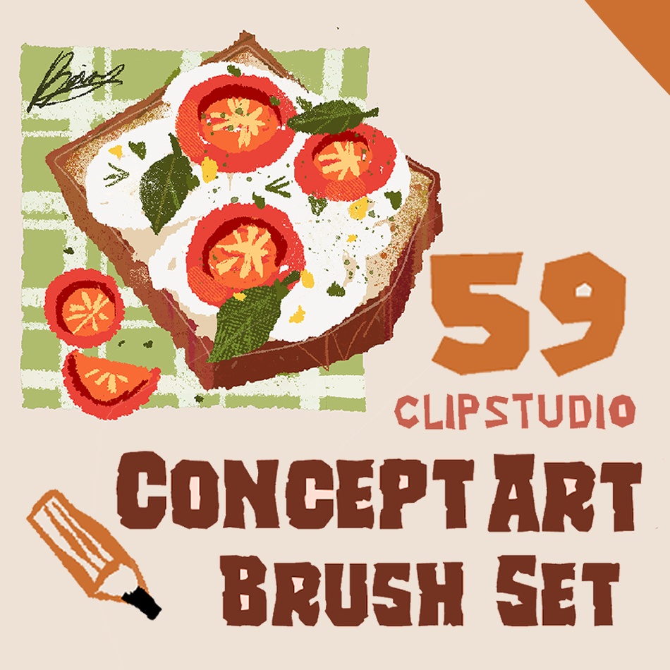 [CLIPSTUDIO/CSP] コンセプトアート用ブラシ59種