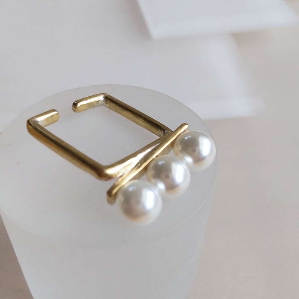 3連パールの2wayリング