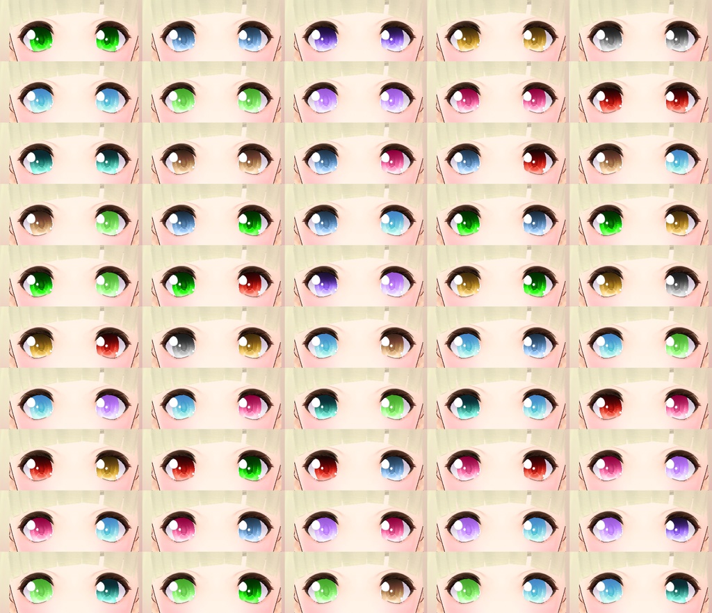 (Free) VRoid Fleur Eyes - 50 Colors + Multi-color Combinations!