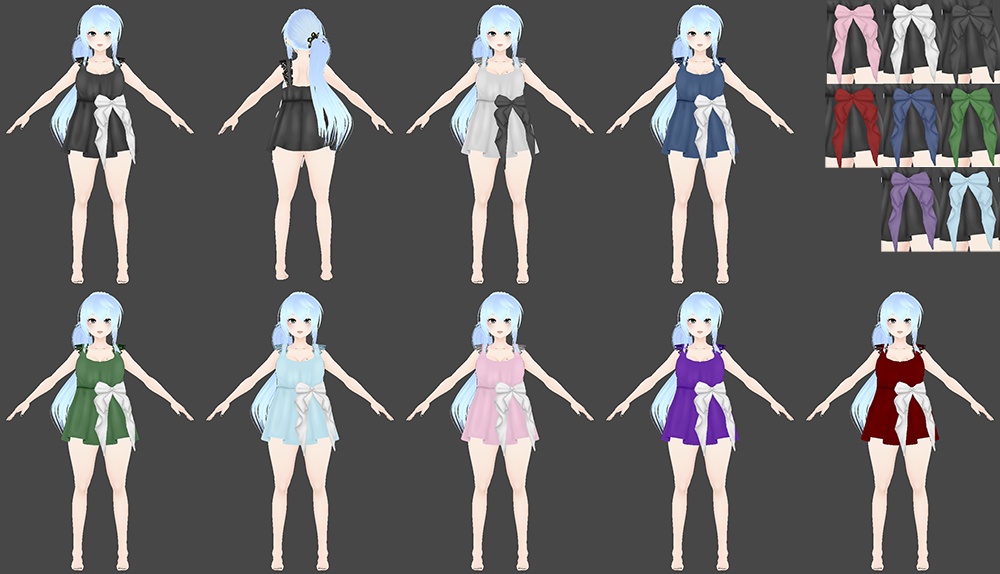 VRoid Stable Bow Nightie - VRoid ボウ・ナイティ 8 Colors!
