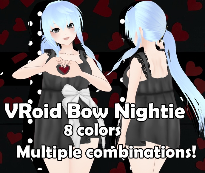 VRoid Stable Bow Nightie - VRoid ボウ・ナイティ 8 Colors!