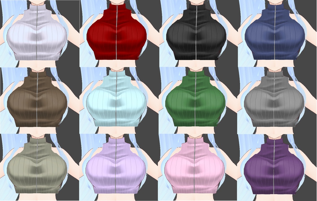 VRoid Ribbed Top (12 Colors!) | VRoidリブトップス(12色!)。