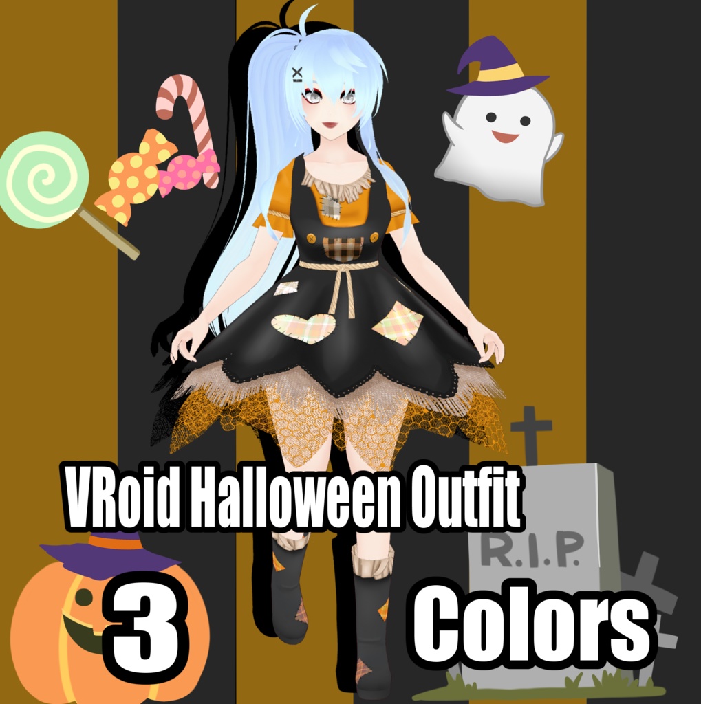 [FREE] VRoid Halloween Outfit (3 Colors!) | VRoid ハロウィン衣装 (3色！)