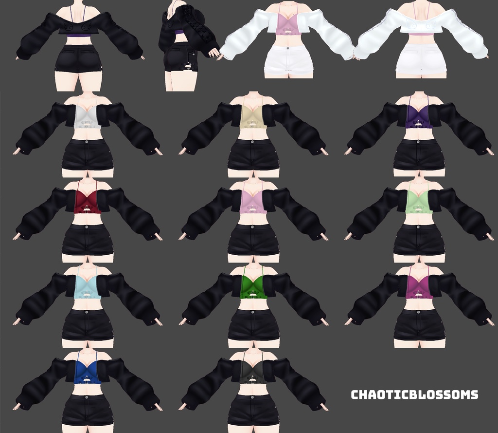 VRoid Fallen Angel Crop Jacket Outfit | VRoid 堕天使のクロップジャケットアウトフィット