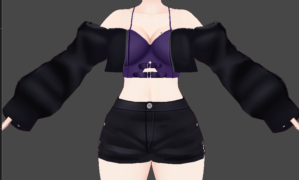 VRoid Fallen Angel Crop Jacket Outfit | VRoid 堕天使のクロップジャケットアウトフィット