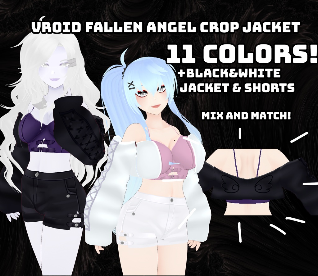 VRoid Fallen Angel Crop Jacket Outfit | VRoid 堕天使のクロップジャケットアウトフィット