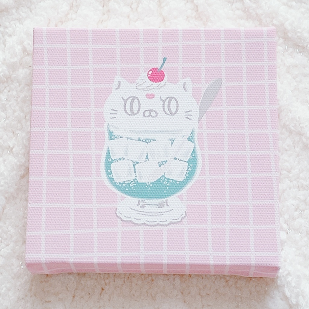 パニックねこのパニーちゃん　キャンバスアート（クリームソーダ）