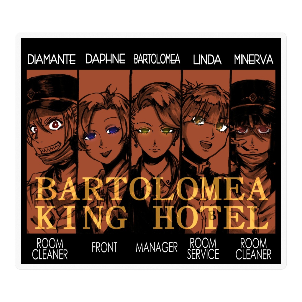 創作女マフィアちゃん ステッカー「バルトロメア キングホテル」