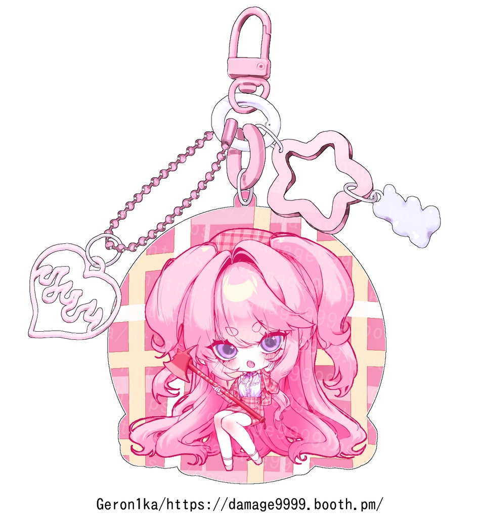 チェック柄アクリルキーホルダーA