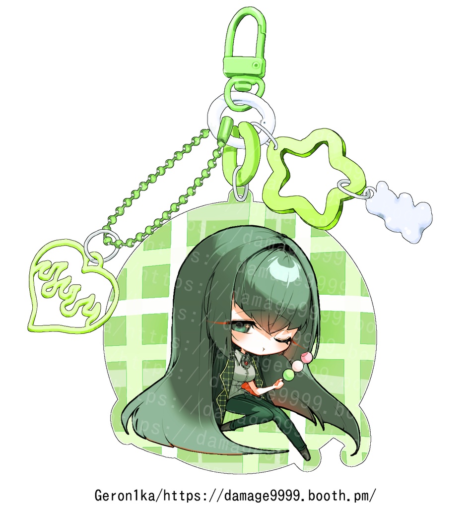 チェック柄アクリルキーホルダーB