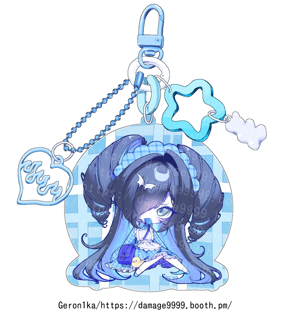 チェック柄アクリルキーホルダーC