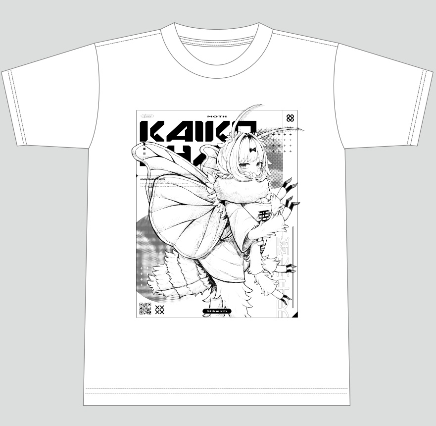 【9月2日まで受注再販】蚕ちゃんビッグシルエットホワイトTシャツ