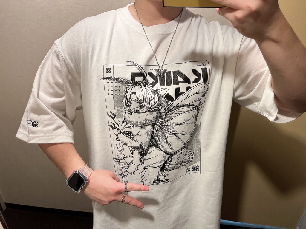 【9月2日まで受注再販】蚕ちゃんビッグシルエットホワイトTシャツ