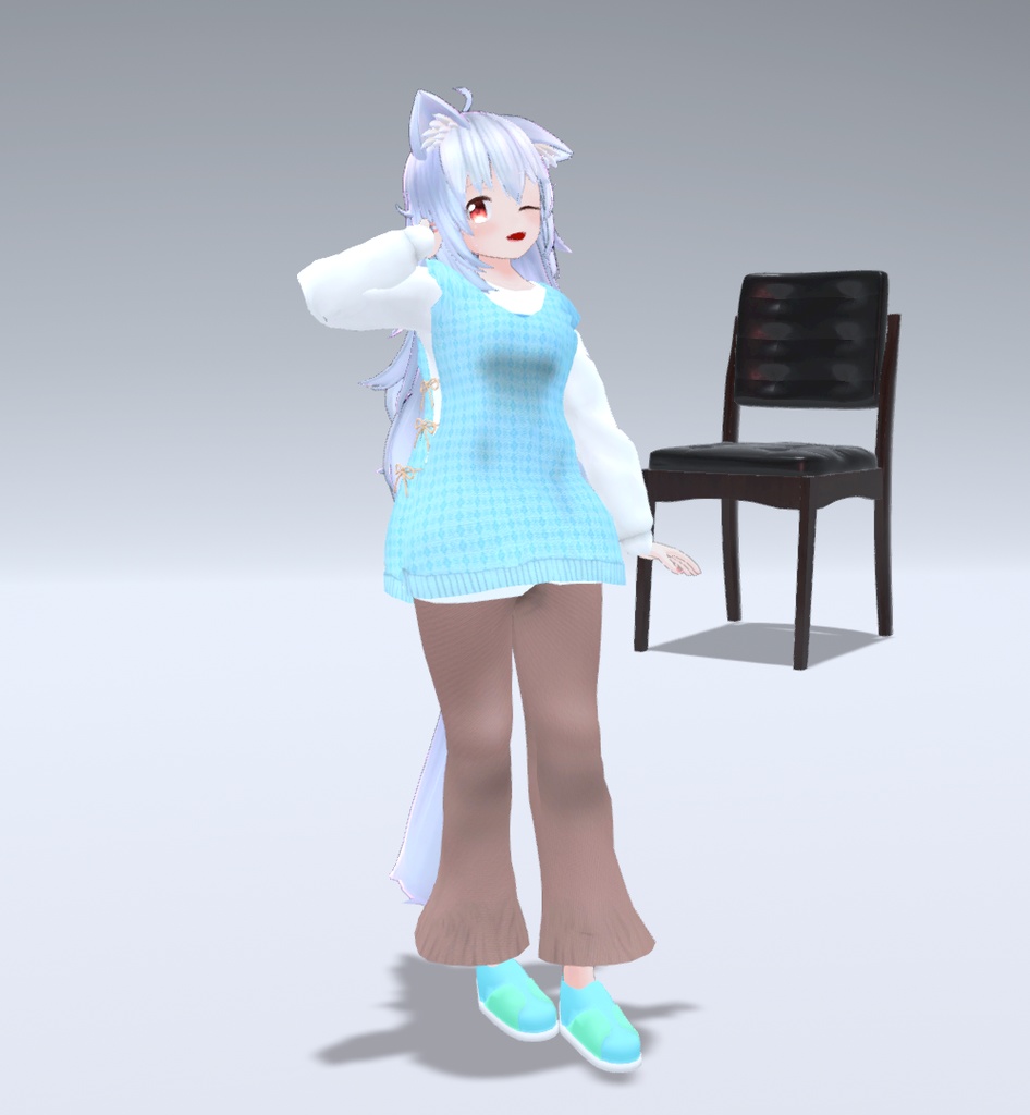 【11アバター対応】秋のゆったりニットベスト&フレアパンツコーデ