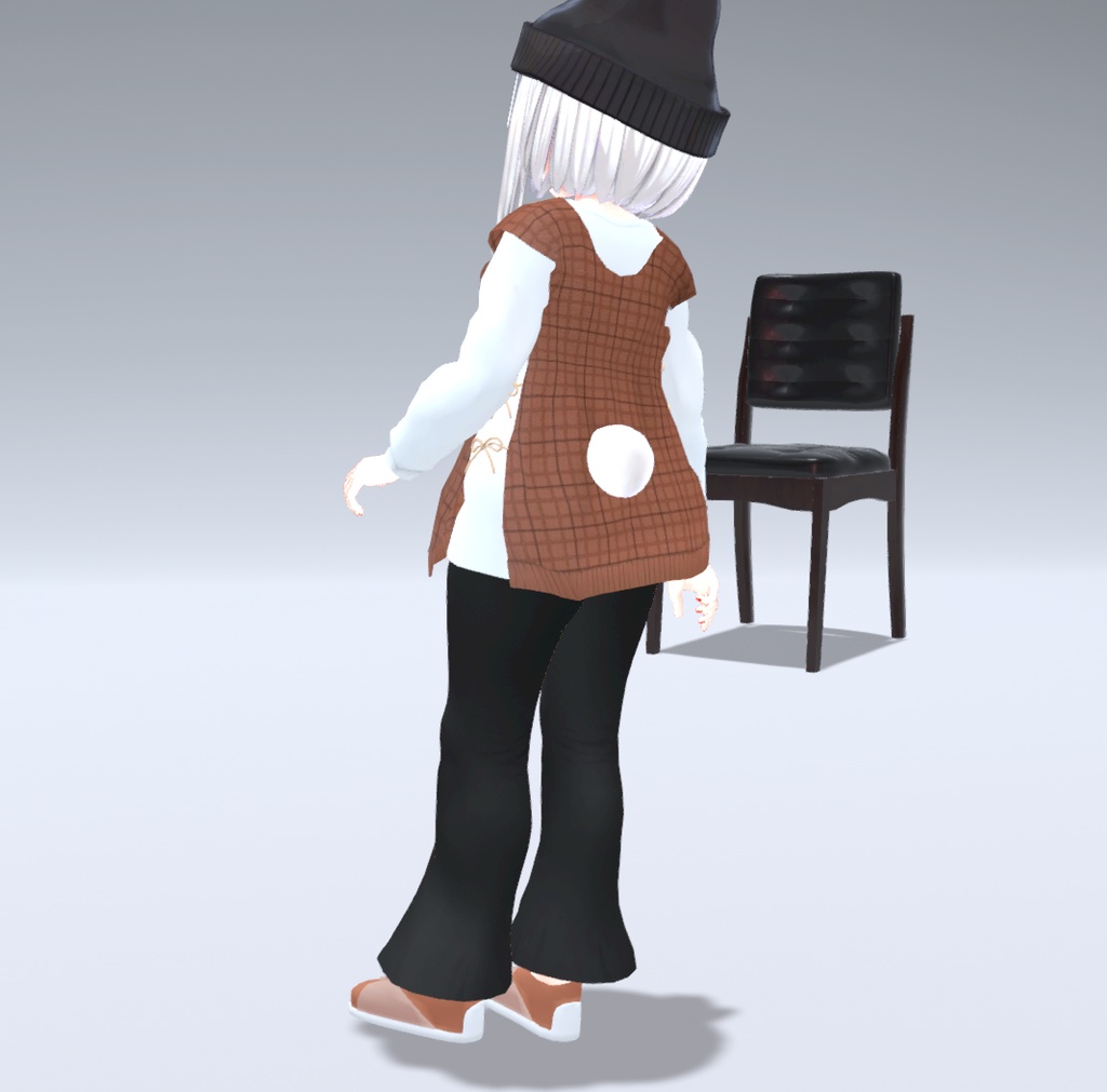 【11アバター対応】秋のゆったりニットベスト&フレアパンツコーデ