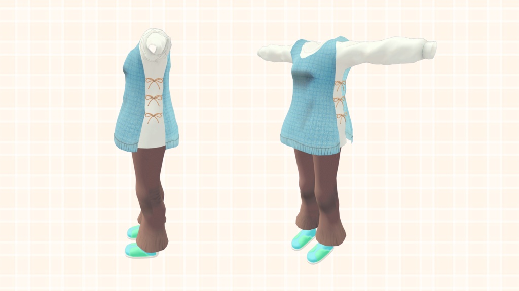 【11アバター対応】秋のゆったりニットベスト&フレアパンツコーデ