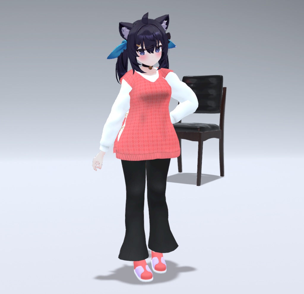 【11アバター対応】秋のゆったりニットベスト&フレアパンツコーデ