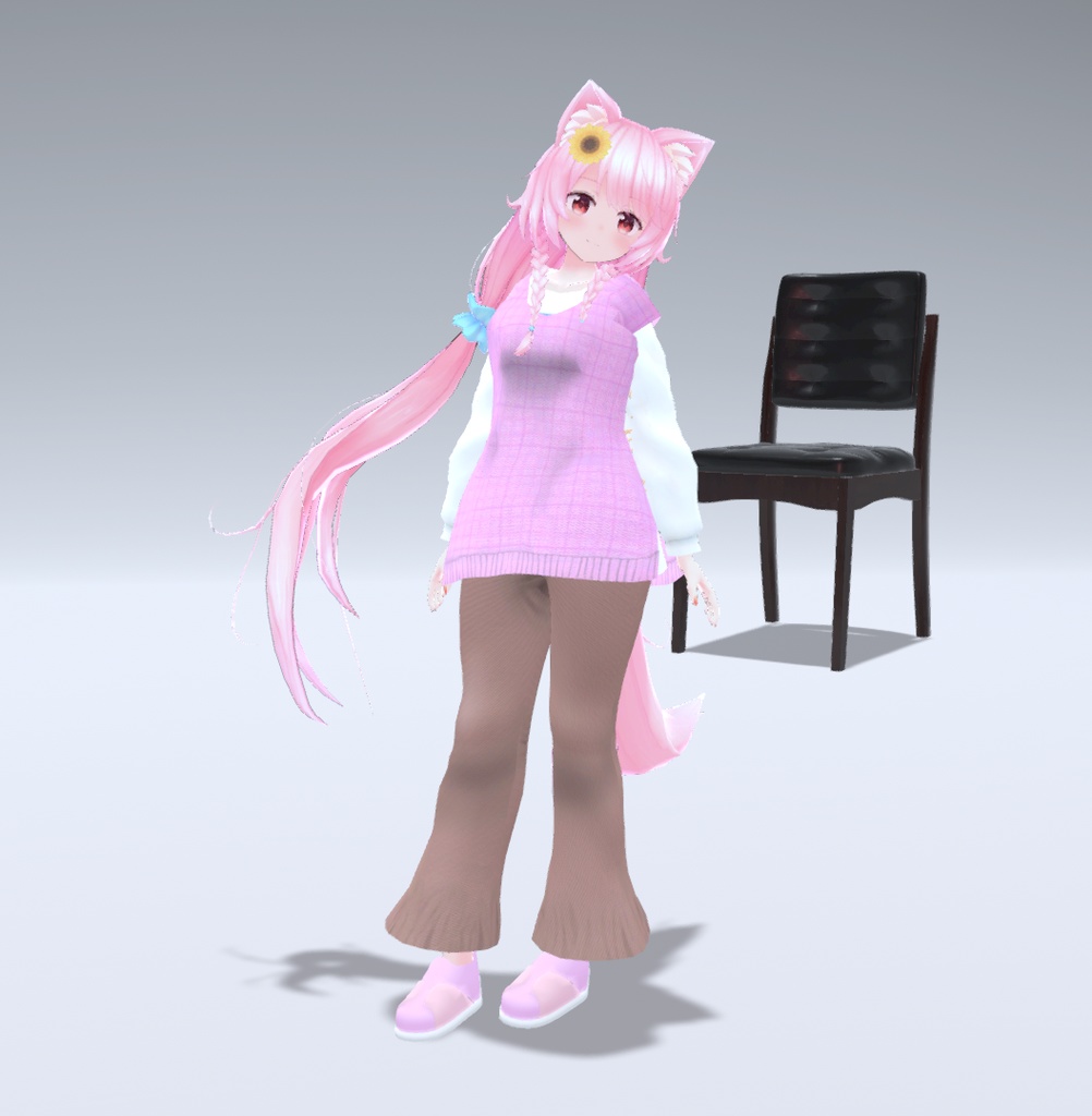 【11アバター対応】秋のゆったりニットベスト&フレアパンツコーデ