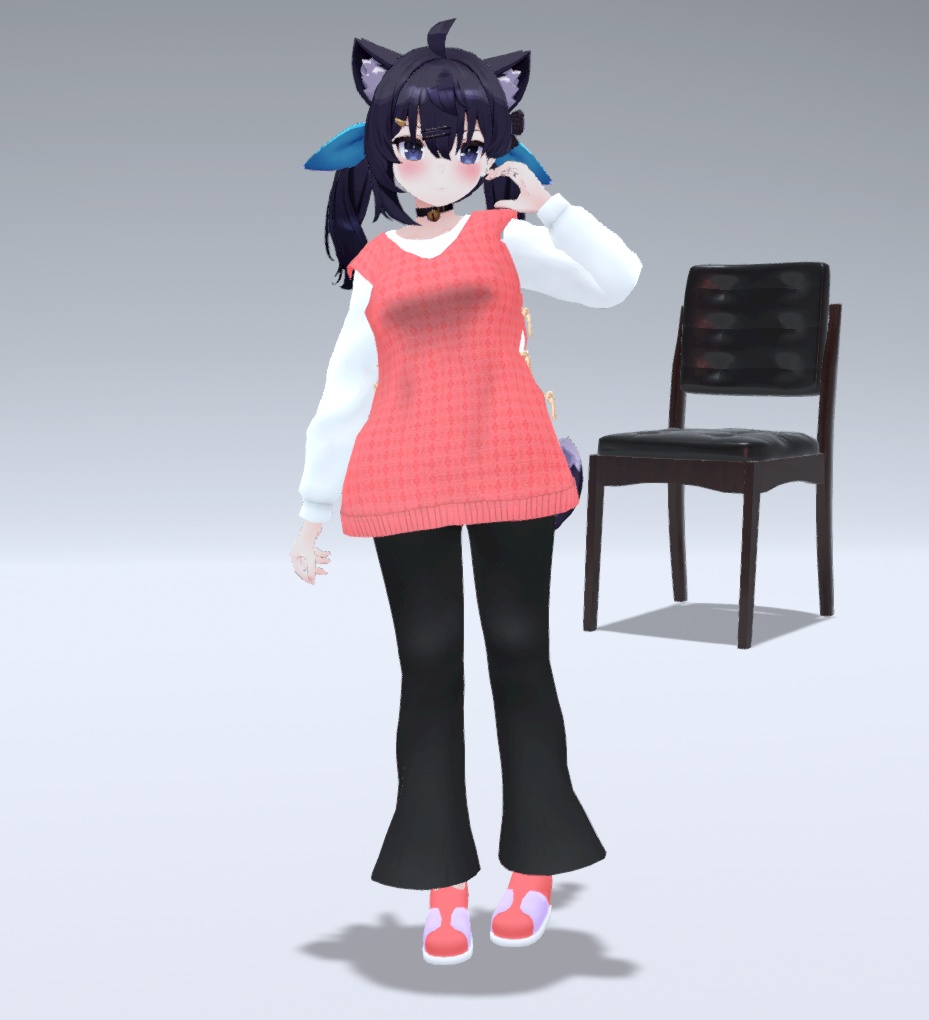 【11アバター対応】秋のゆったりニットベスト&フレアパンツコーデ