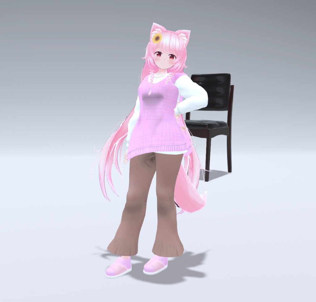 【11アバター対応】秋のゆったりニットベスト&フレアパンツコーデ