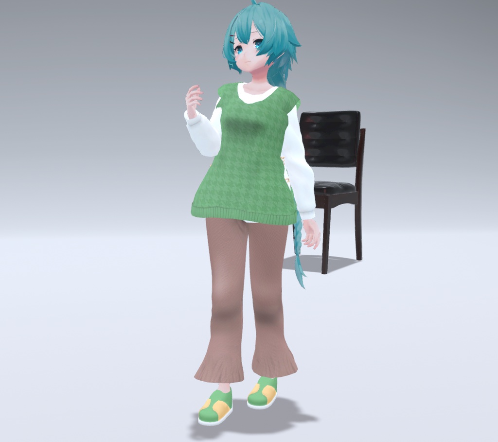 【11アバター対応】秋のゆったりニットベスト&フレアパンツコーデ