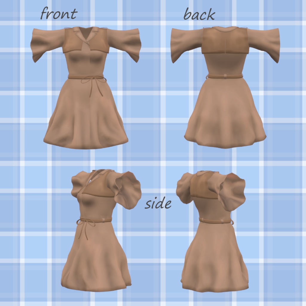 【7アバター対応】トレンチライクワンピース【3D衣装モデル】