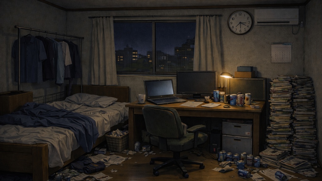 廃人寄りのワンルーム配信背景