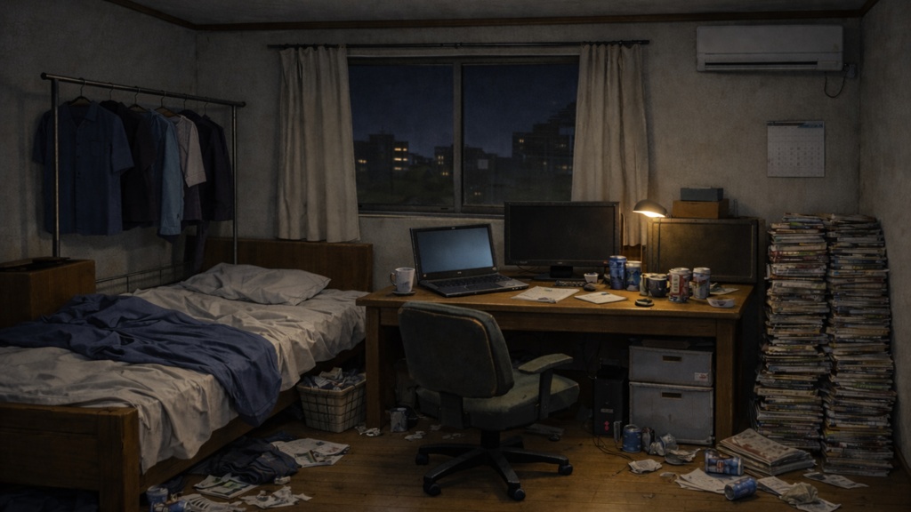 現実すぎるワンルーム配信背景(感情違い) 3枚セット