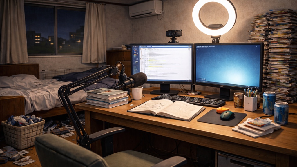 現実すぎるワンルーム配信背景(構図違い) 3枚セット