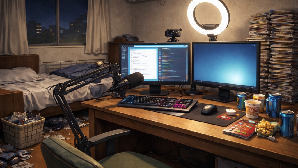 現実すぎるワンルーム配信背景(構図違い) 3枚セット