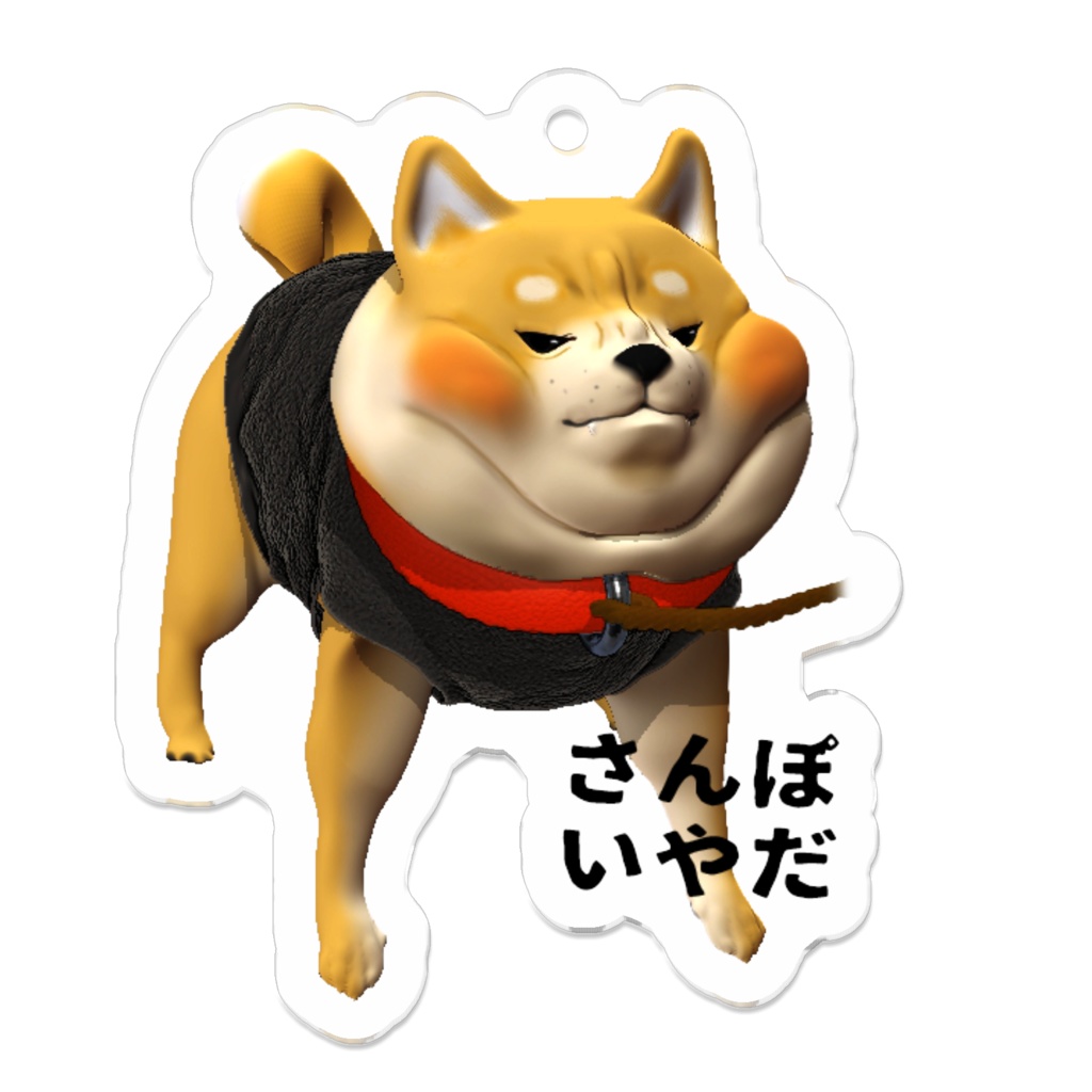 散歩を嫌がる柴犬 アクリルキーホルダー