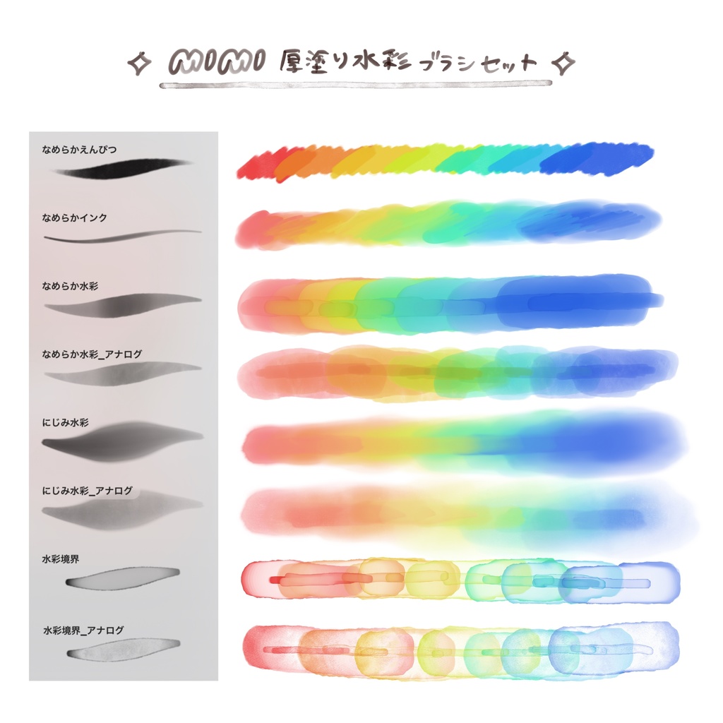 【procreate】mimi水彩風厚塗りブラシセット