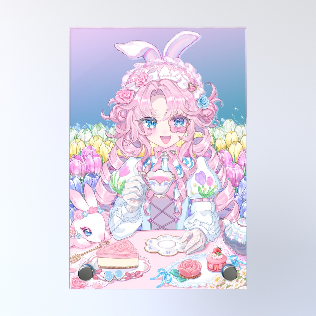 アクリルフォトパネル🐇うさぎと花のお茶会🌷