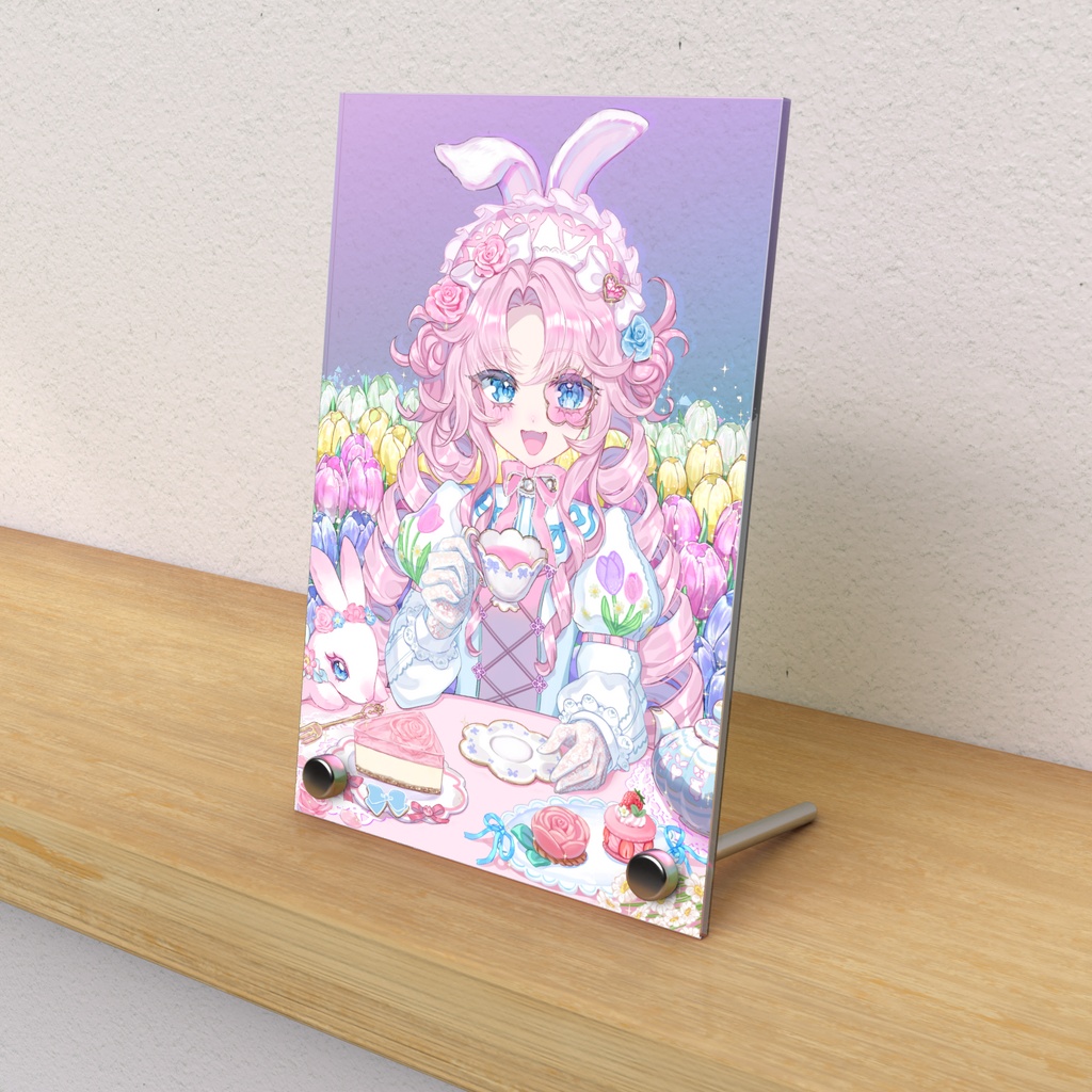 アクリルフォトパネル🐇うさぎと花のお茶会🌷