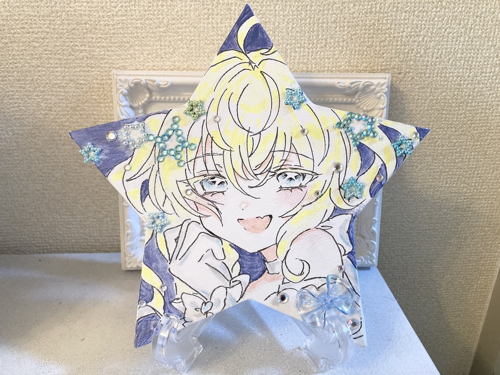 【原画】『ときめくほし』星型キャンバスキラキラデコ【アナログ】