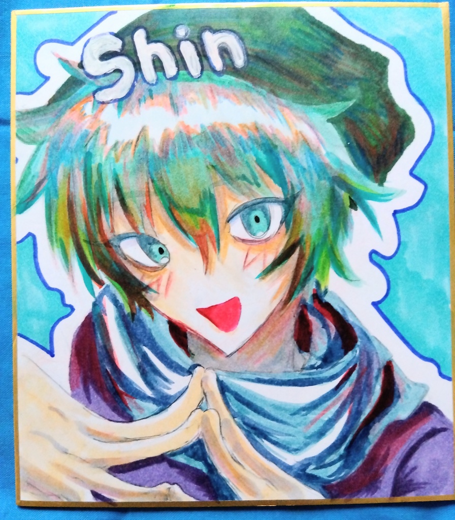 月見 真イラストミニ色紙