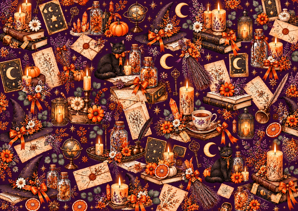 ハロウィン デザインペーパー25枚セット|A4横・高解像度PNG