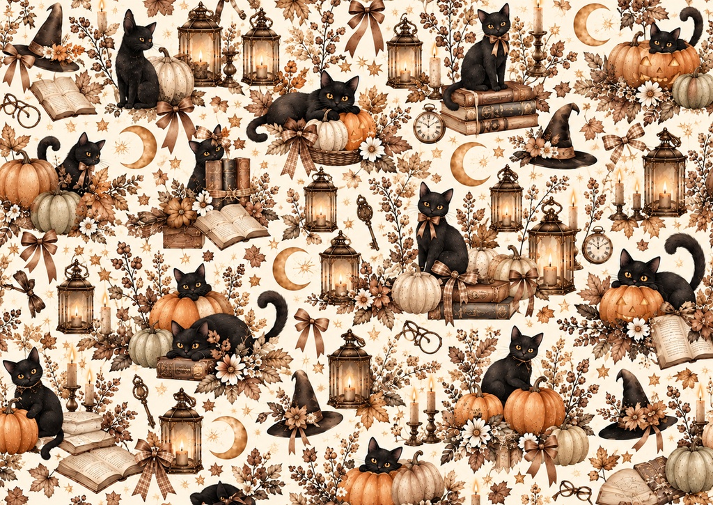 ハロウィン デザインペーパー25枚セット|A4横・高解像度PNG