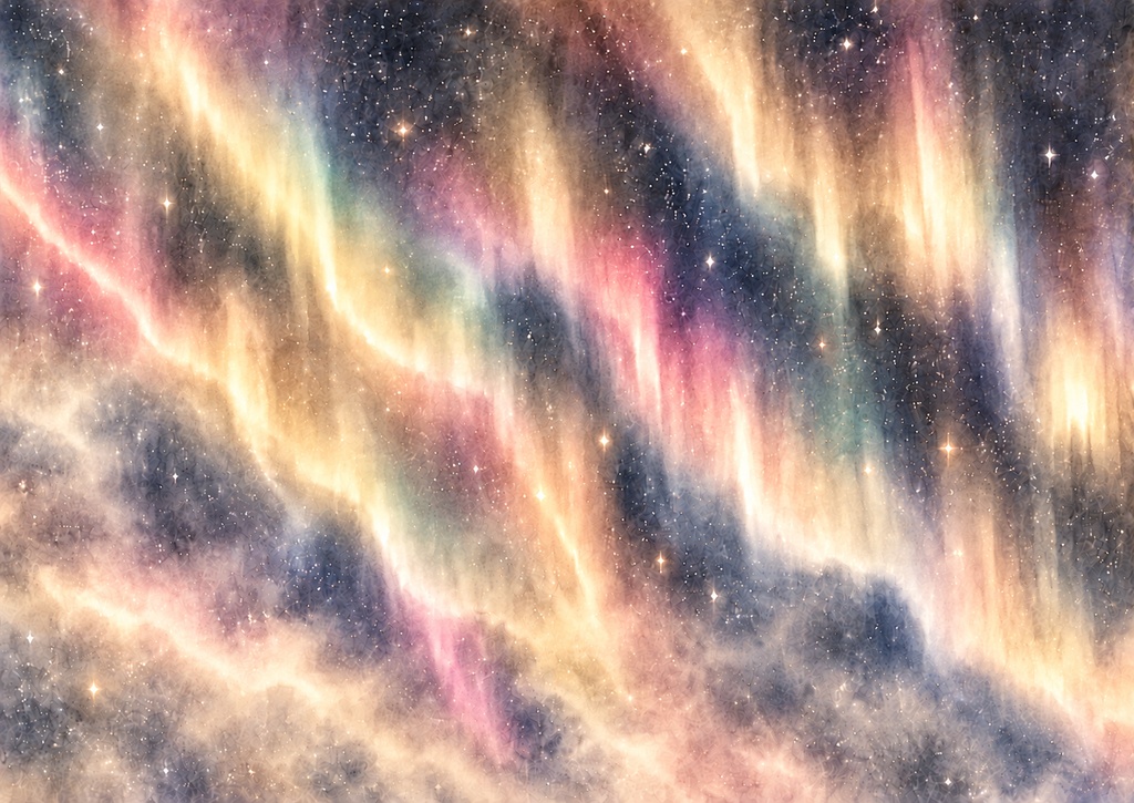 Aurora Series|幻想的なオーロラのデザインペーパー25枚セット|A4横・PNG・ダウンロード素材