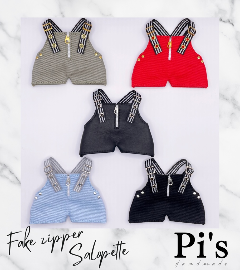 フェイクジッパーサロペット