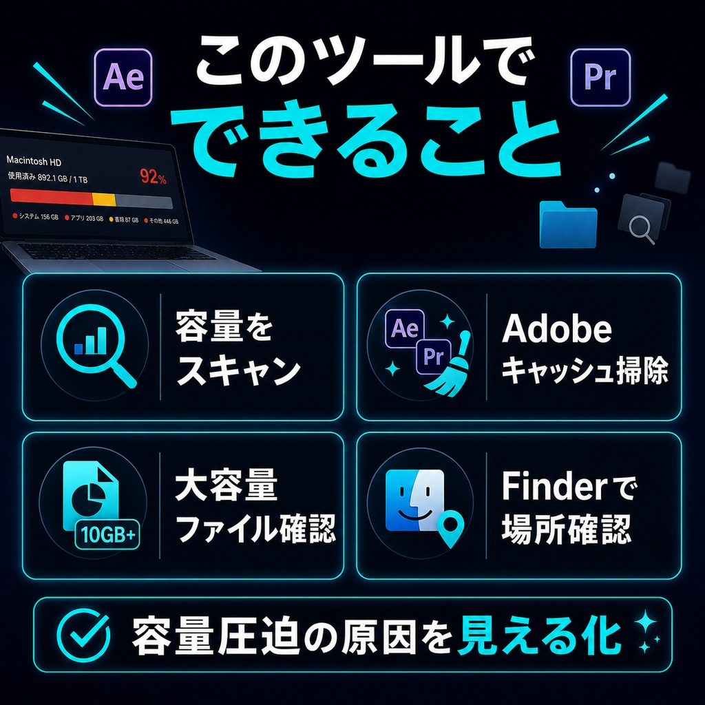 Adobe使用クリエイター向け|Codex用Mac容量整理プロンプト+導入手順つき