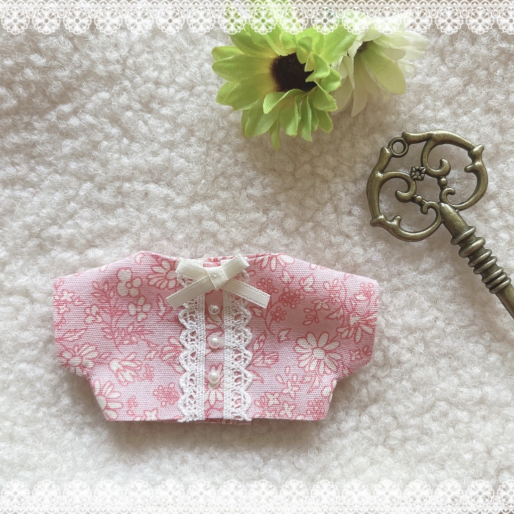 🌷お花のぬいシャツ🌷［strawberry milk］(12㎝ぬい用)