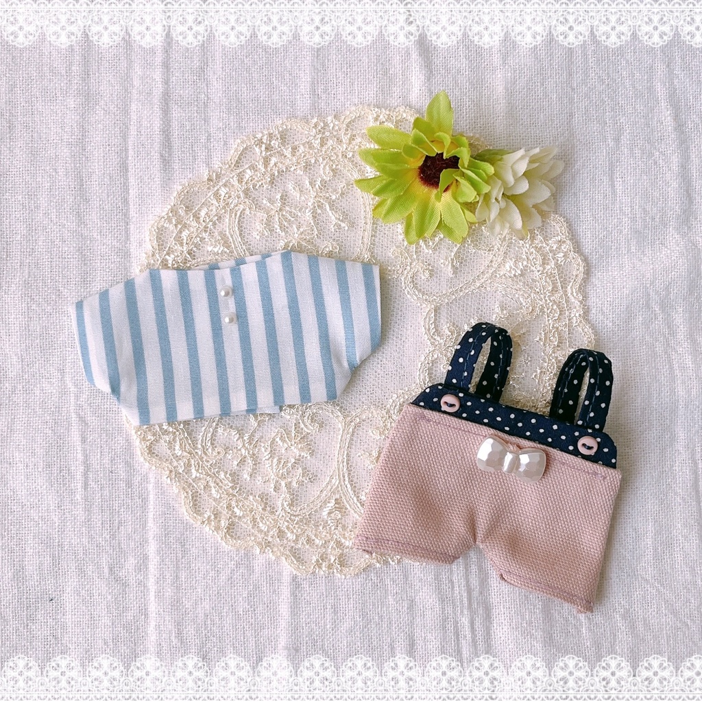 🎀リボンのサロペットセット🎀 (12㎝ぬい)
