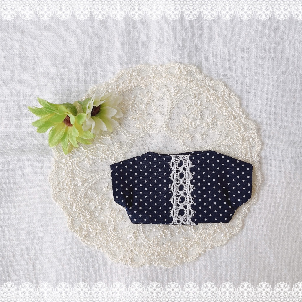 シャツ[midnight blue/polka dots] (12㎝ぬい)