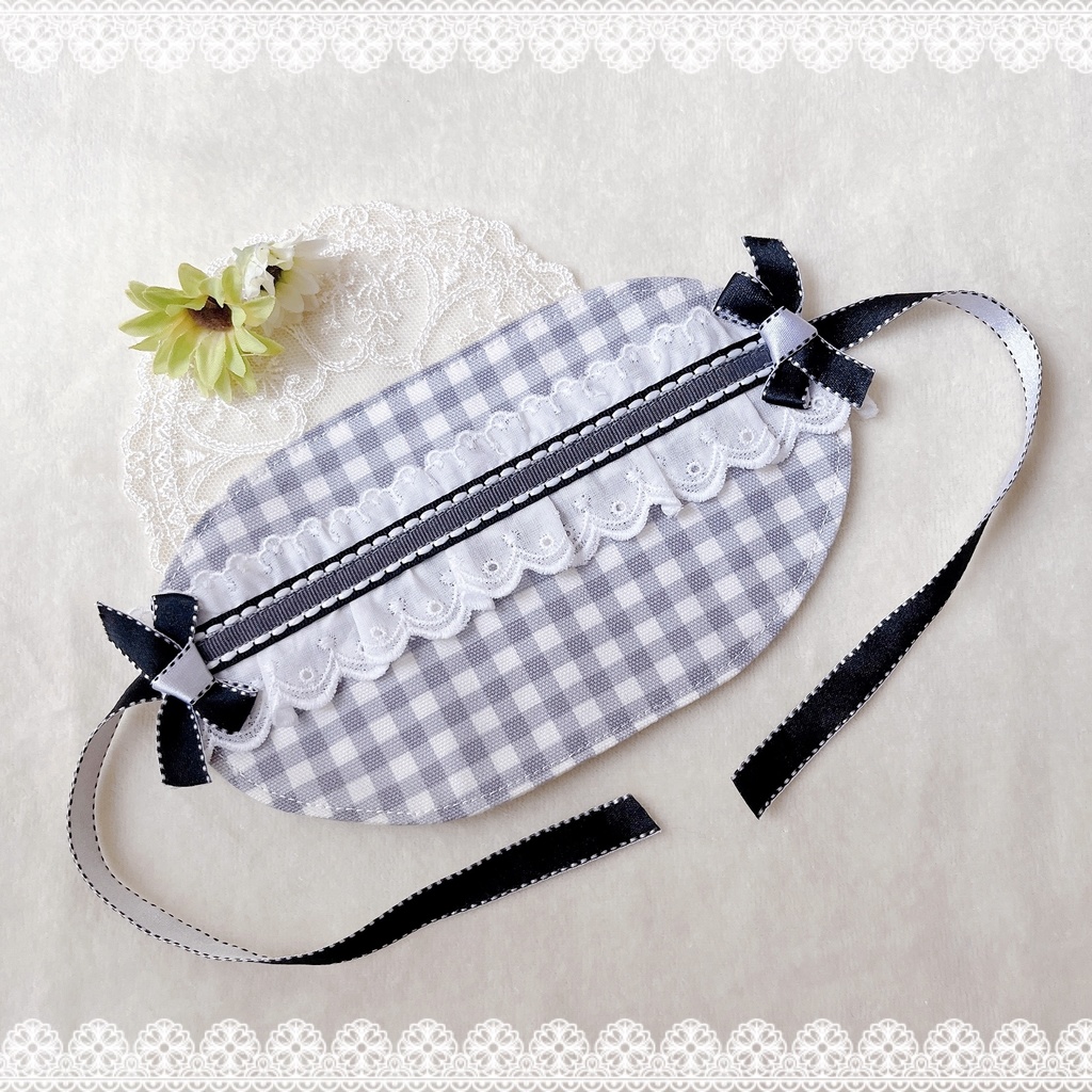 🩶ふわボンネット🎀[light gray/checked]🤍